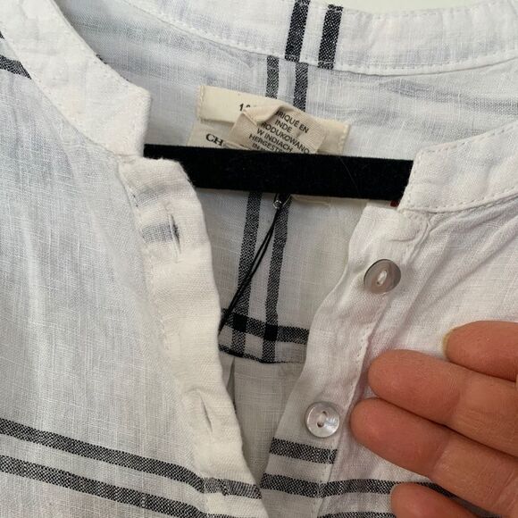 Christian Siriano New York 100% Linen Plaid Button-Up Sleeveless Tunic Top, Med - Picture 2 of 7